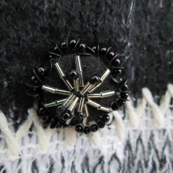 NWOT Elena Wang Black & White Collared Jacket Stripe Lined Unique Buttons Large - Picture 4 of 11